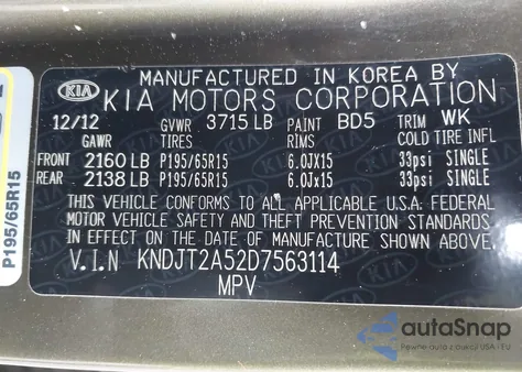 2013 Kia Soul из США, поврежденный, VIN KNDJT2A52D7563114